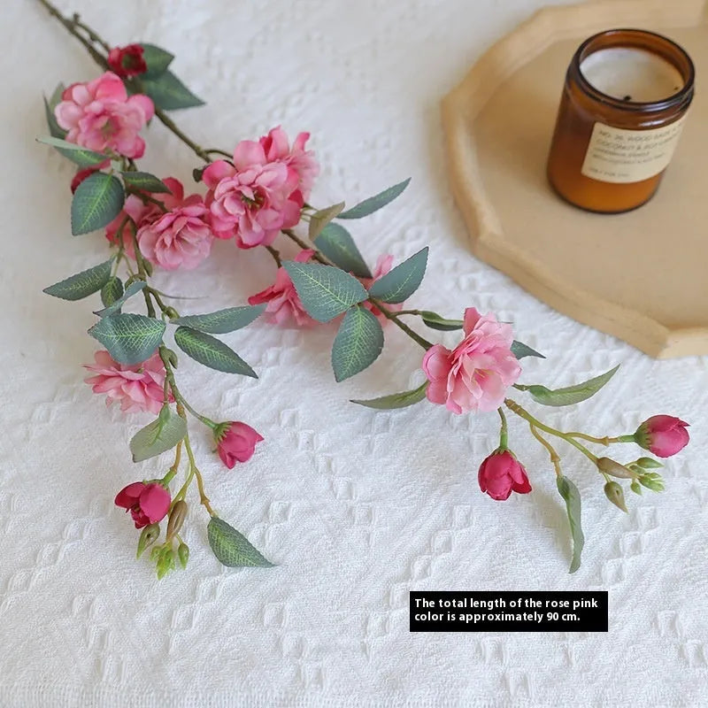 Single silk camellia artificial flower in Autumn Pink for Chinese retro home decoration