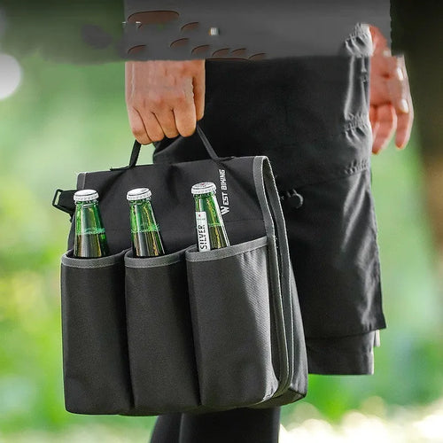 Black and orange bicycle double-sided beverage shelf bag with 2L capacity and 600D PVC construction