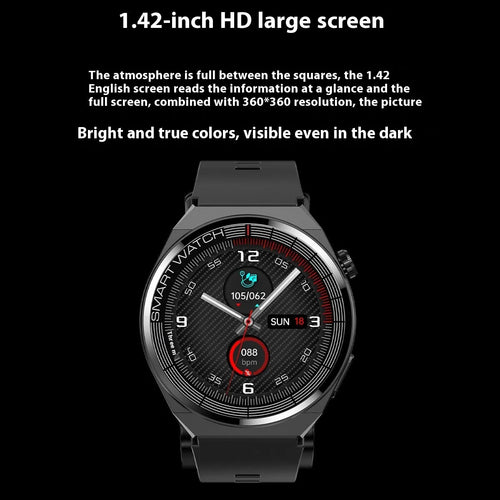 Blood pressure voice broadcast sport smart watch in black with TFT touch screen and silicone strap