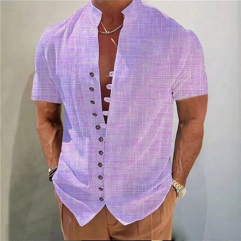 Youth short sleeve shirt with 3D printed geometric floral pattern in cardigan style