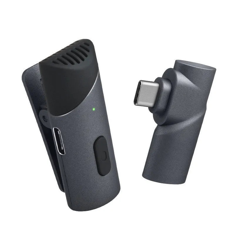 M6 condenser lavalier microphone with Type-C connector for mobile phone recording in black or black and grey