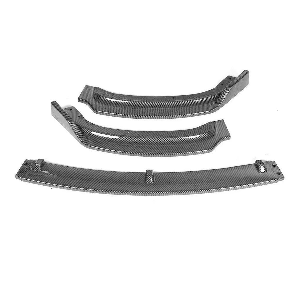 Glossy black PP front bumper lip for BMW 3 Series F30 F35 models showing 96cm shovel-style design