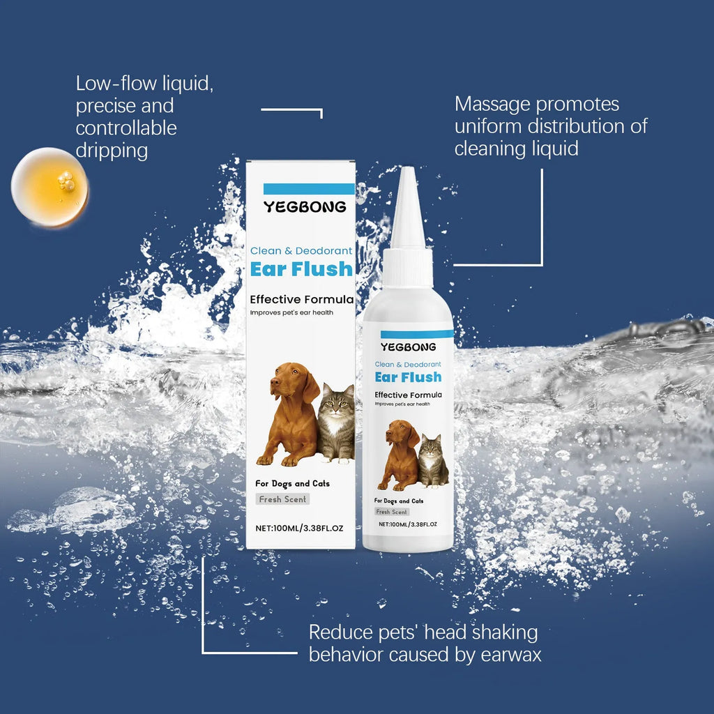 100ml bottle of cat and dog ear cleaner liquid for gentle earwax removal