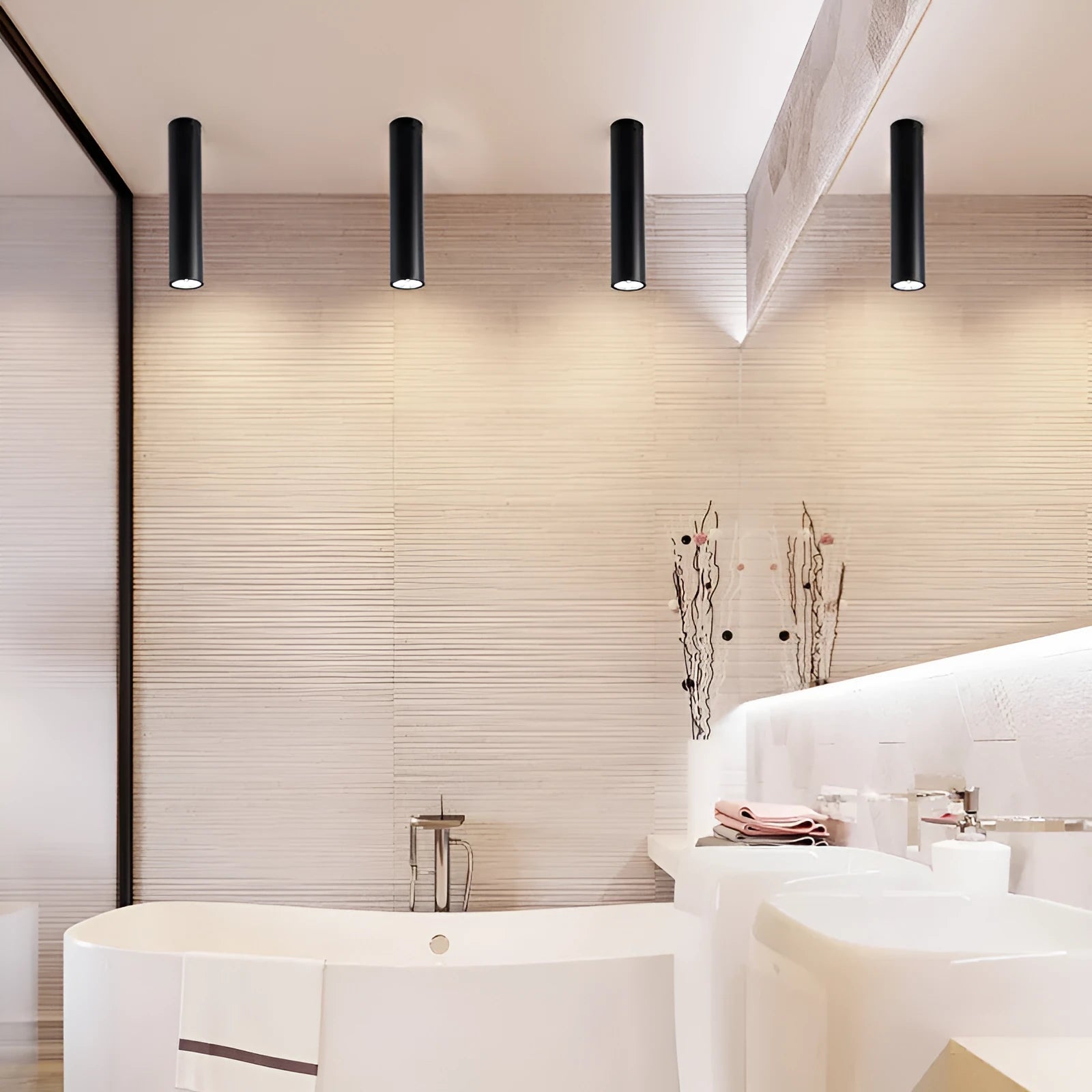 Black round LED surface mounted ceiling downlight with modern design