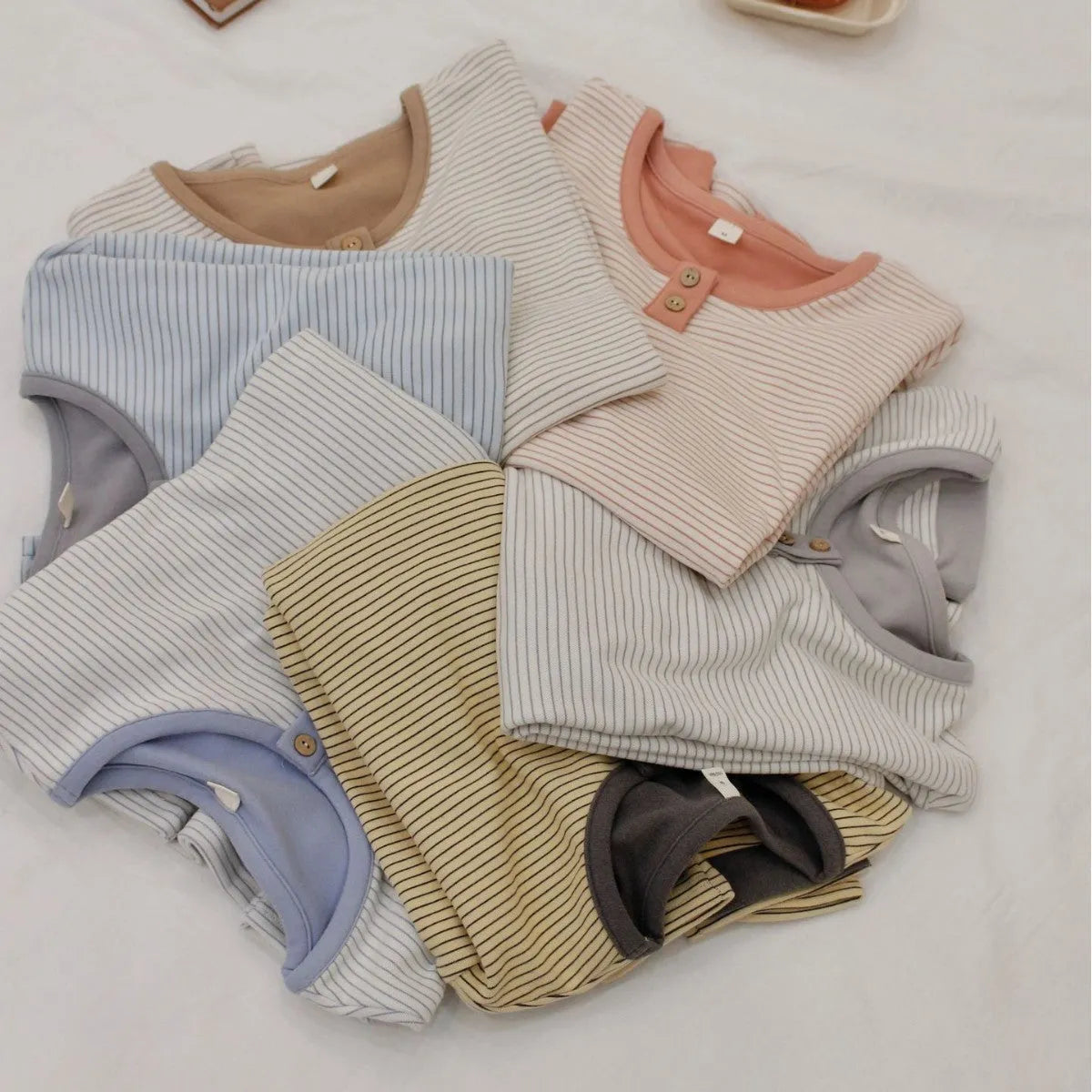 Women's velvet round neck pullover pyjama set with long sleeves and striped trousers in light blue