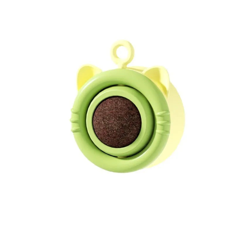Mint-flavoured ABS plastic cat toy in yellow green, 6.9x5.5x3.1cm