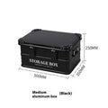 Waterproof vehicle-mounted storage box in army green, black and grey sand green colours showing medium and large sizes