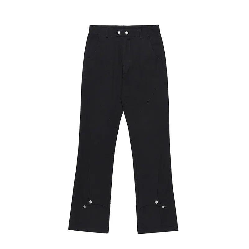 Loose cotton straight jeans for men and women in black, laid flat showing straight-leg design