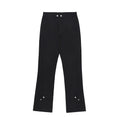 Loose cotton straight jeans for men and women in black, laid flat showing straight-leg design