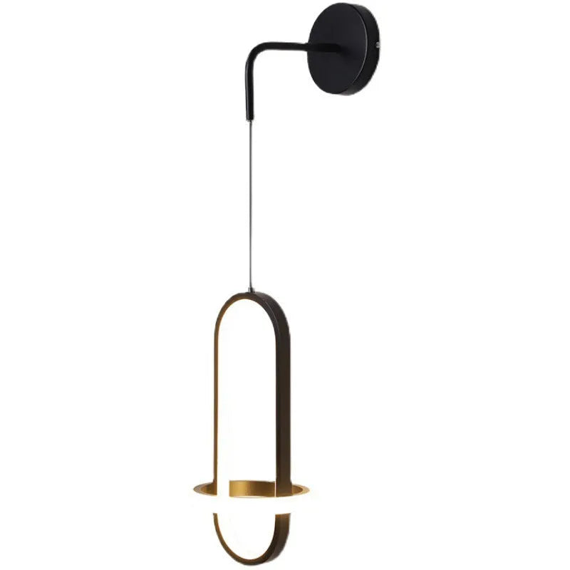 Nordic wall-mounted bedside lamp with iron shade in gold or black colour