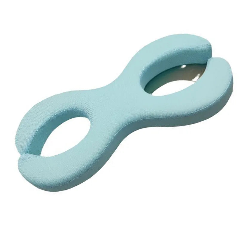 Cool blue cylindrical memory foam cervical traction pillow for neck support during sleep