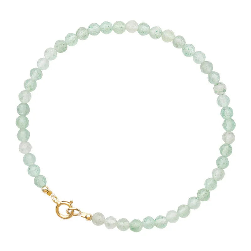 Handmade green aventurine jade bracelet with 3mm beads in vintage style for women