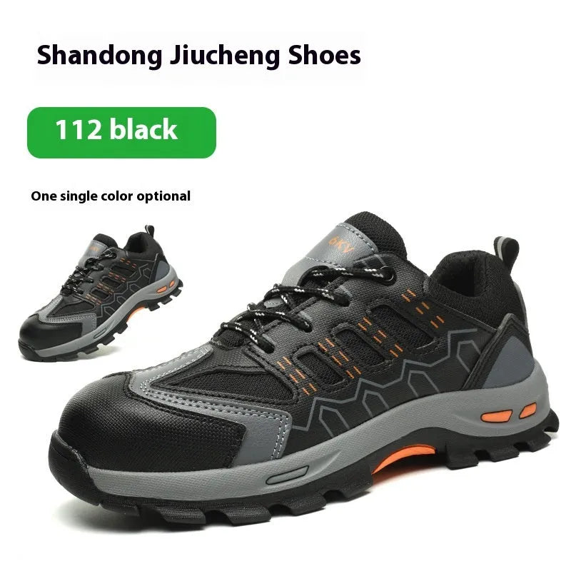 6KV insulated anti-stab non-slip protective shoes low top Fly-kit mesh PU leather black
