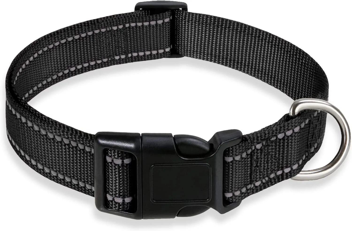 Adjustable chest strap dog collar in nylon material showing colour options