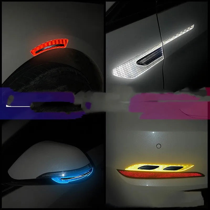 Blue reflective car bumper protection strips showing 17mm width measurement