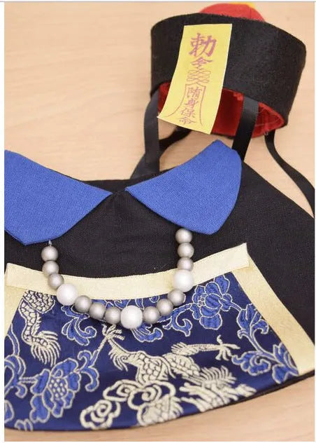 Cat decoration bib in duke suit navy blue polyester for small and large cats