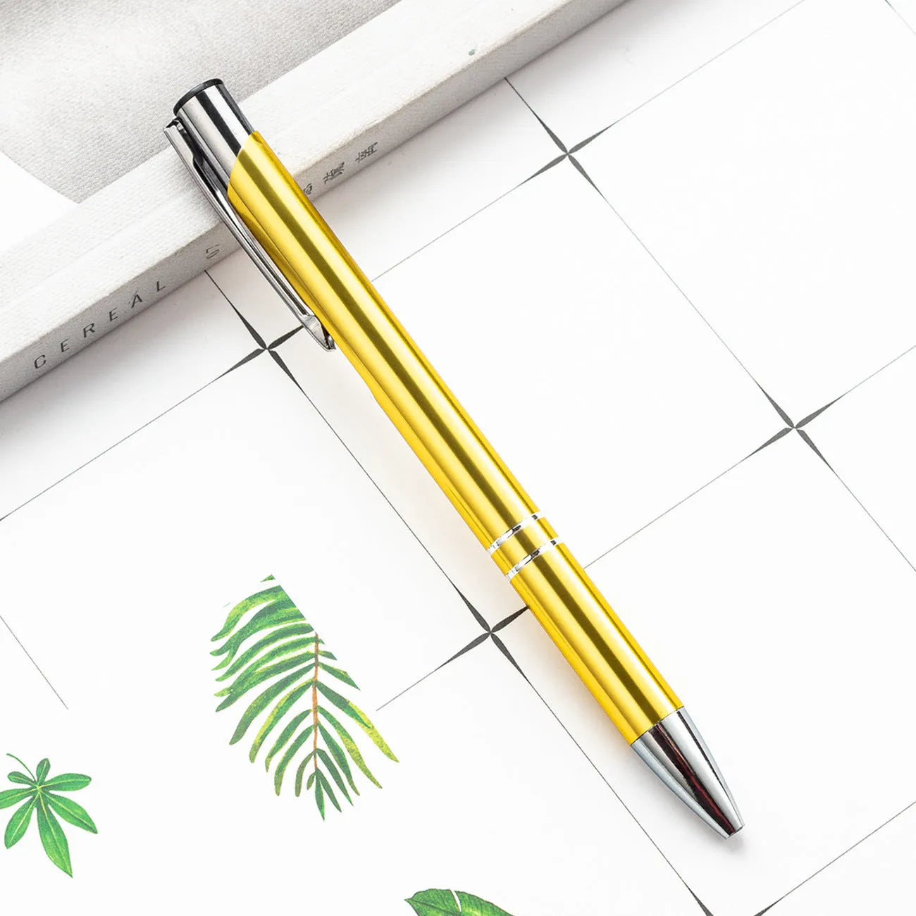 Metal ballpoint pen with aluminium barrel in multiple colour options including champagne gold and painted silver
