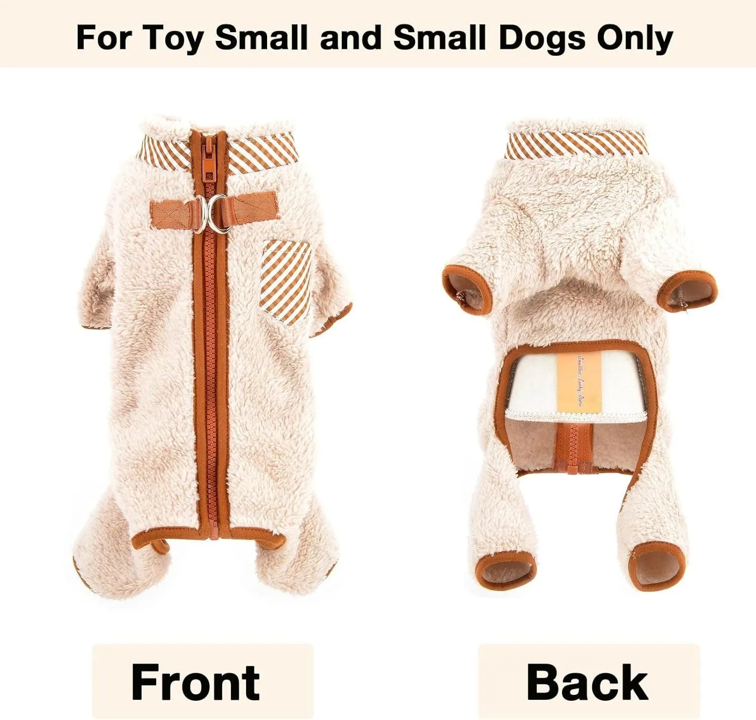 Green fleece dog jumpsuit with four legs and back zipper for small breed winter wear