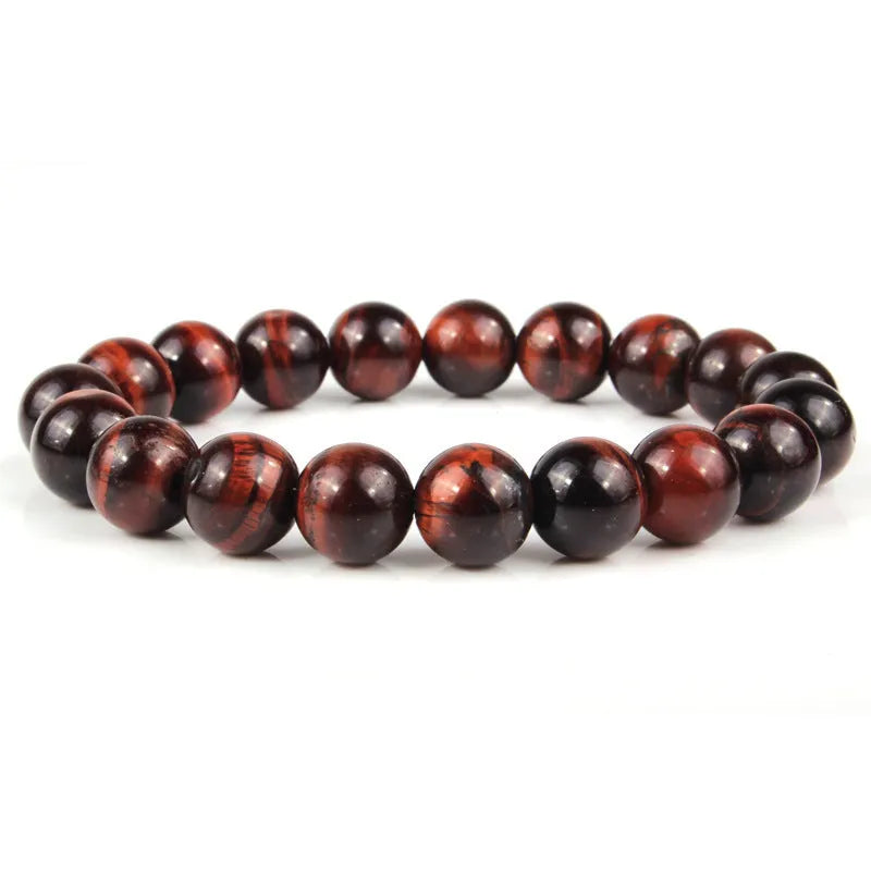 Natural tiger eye stone bracelet with round beads in a choice of colours and sizes
