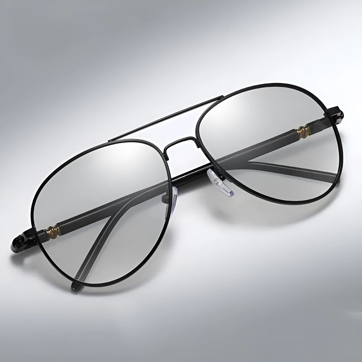 Men's polarized colour-changing sunglasses with alloy frame in black silver finish