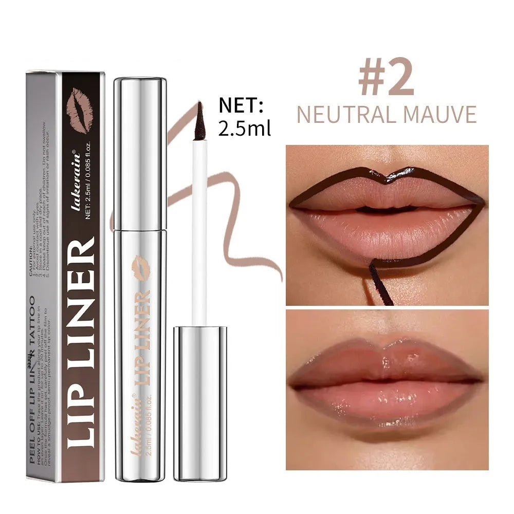 Matte finish lip liner pencil with pointed toe tip in four colour shades