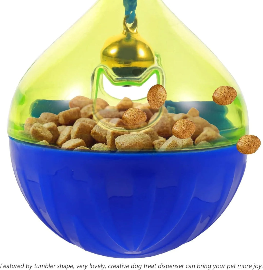 Interactive dog treat ball dispenser tumbler toy in size L, 14x10x10cm lightweight design for small medium pets