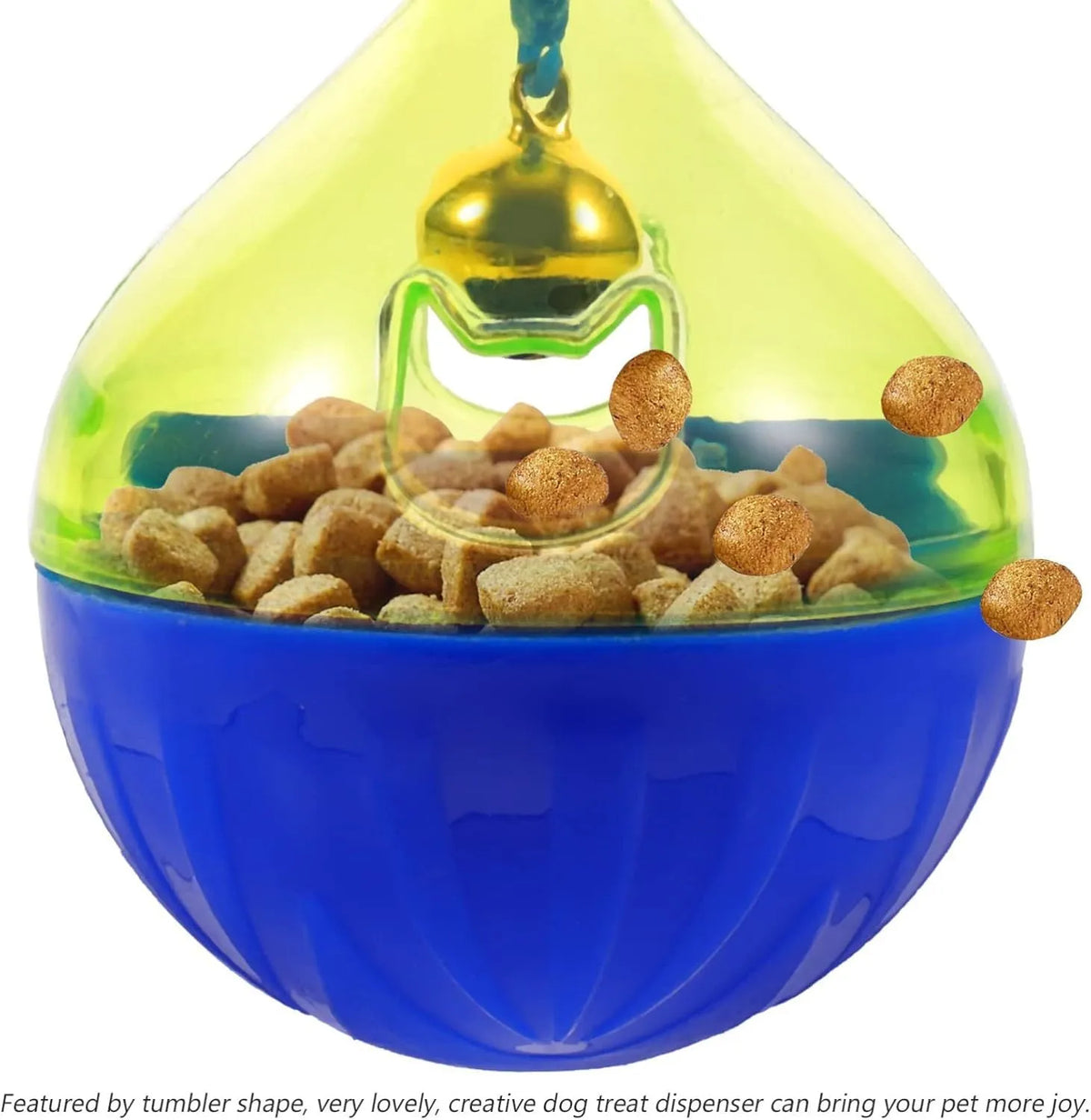 Interactive dog treat ball dispenser tumbler toy in size L, 14x10x10cm lightweight design for small medium pets