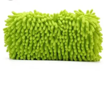 Silvery green 14x25cm car wash sponge with chenille microfiber texture for vehicle cleaning