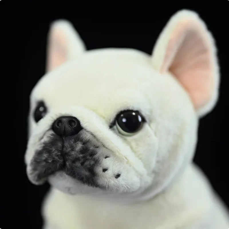 Cream French dog plush toy standing, 23 cm tall, with soft plush fur and PP cotton filling