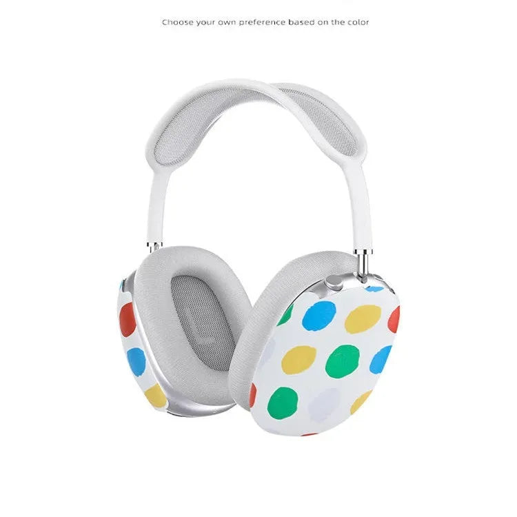 Blue and white wave point pattern hard shell protective case for Apple AirPods Max headphones.