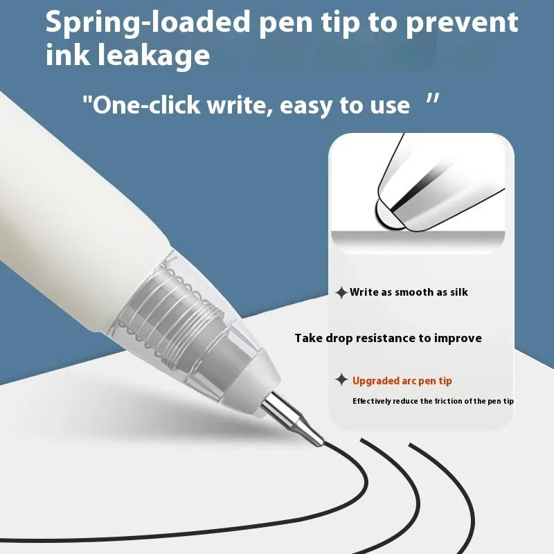 One Second Quick-drying refill neutral push bullet available in black red blue and ink blue with 500 metre writing length