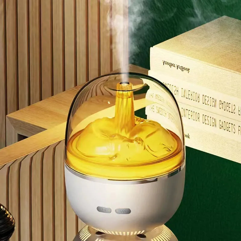 Ultrasonic aromatherapy humidifier with colourful gradient light, USB powered, 120x120x151mm, in green or white