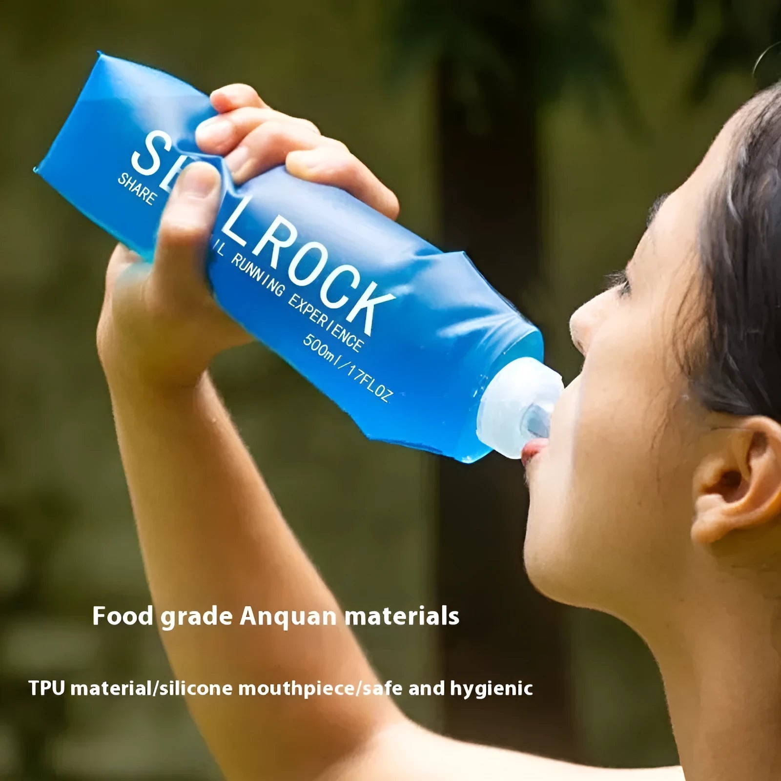 A plastic portable drinking straw with a suction tube for off-road and biking use.