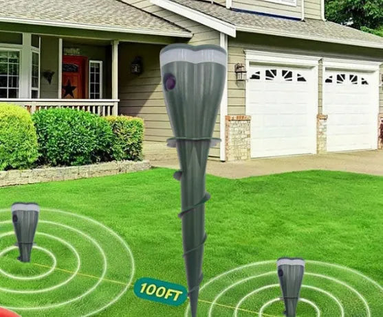 Solar powered ultrasonic cat repeller in flower shape for garden use