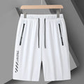 Men's loose fit quick-drying sports shorts in black, available sizes M to 6XL
