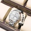 Men's steel strap quartz watch with 9mm case in gold and blue colour combination