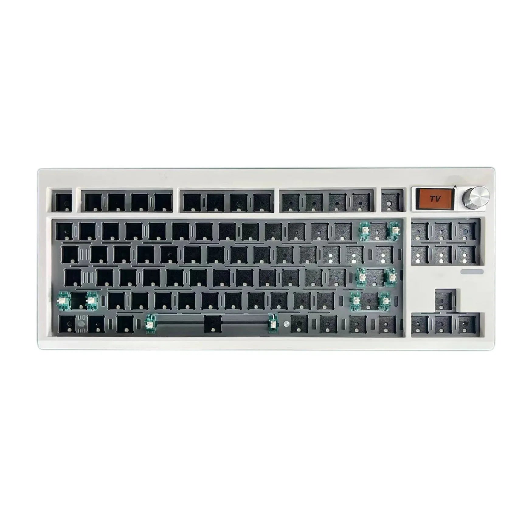 DIY mechanical keyboard kit with rotary knob and RGB backlight in compact ABS case