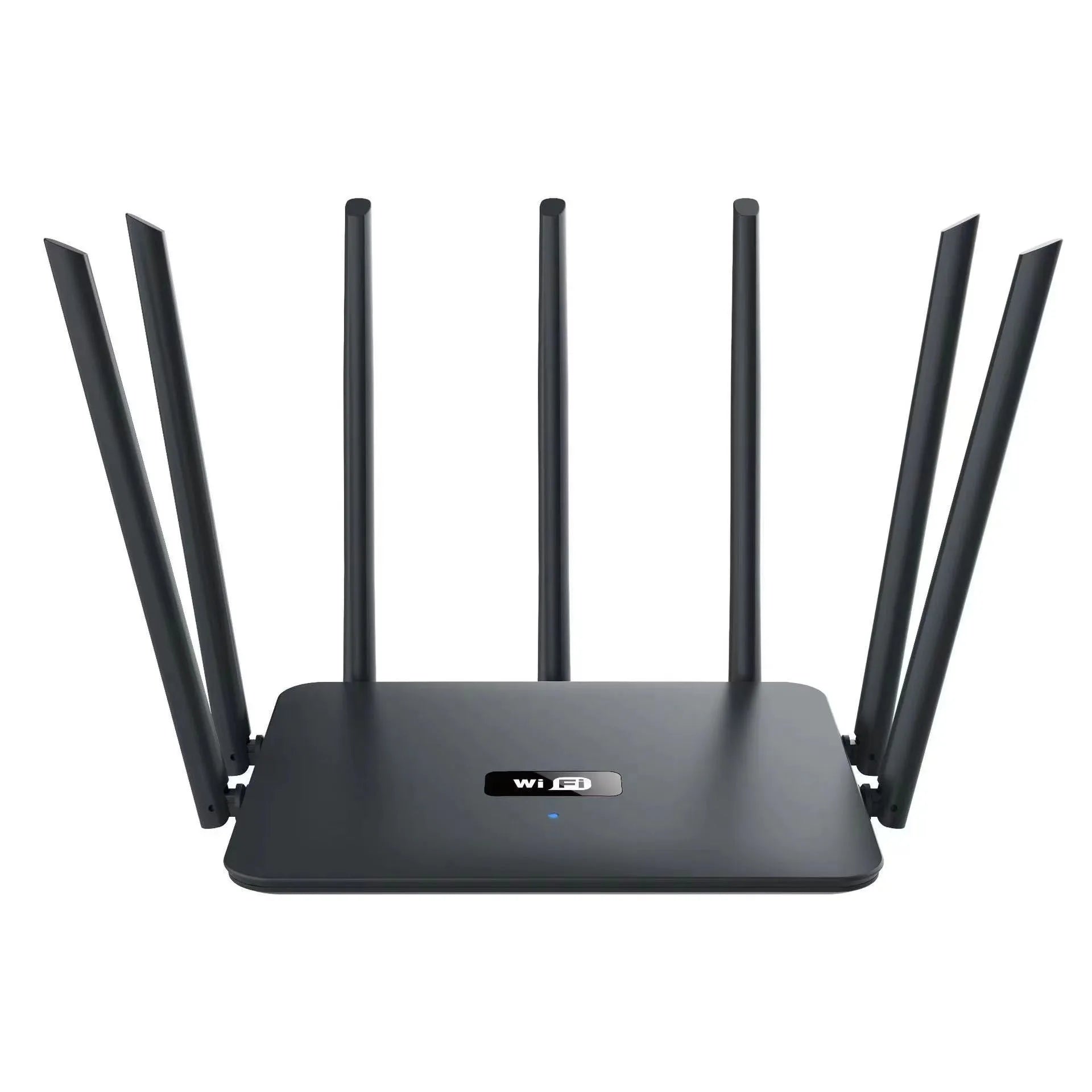 Black and white dual-band 5G router with wall-through Wi-Fi coverage for whole home connectivity