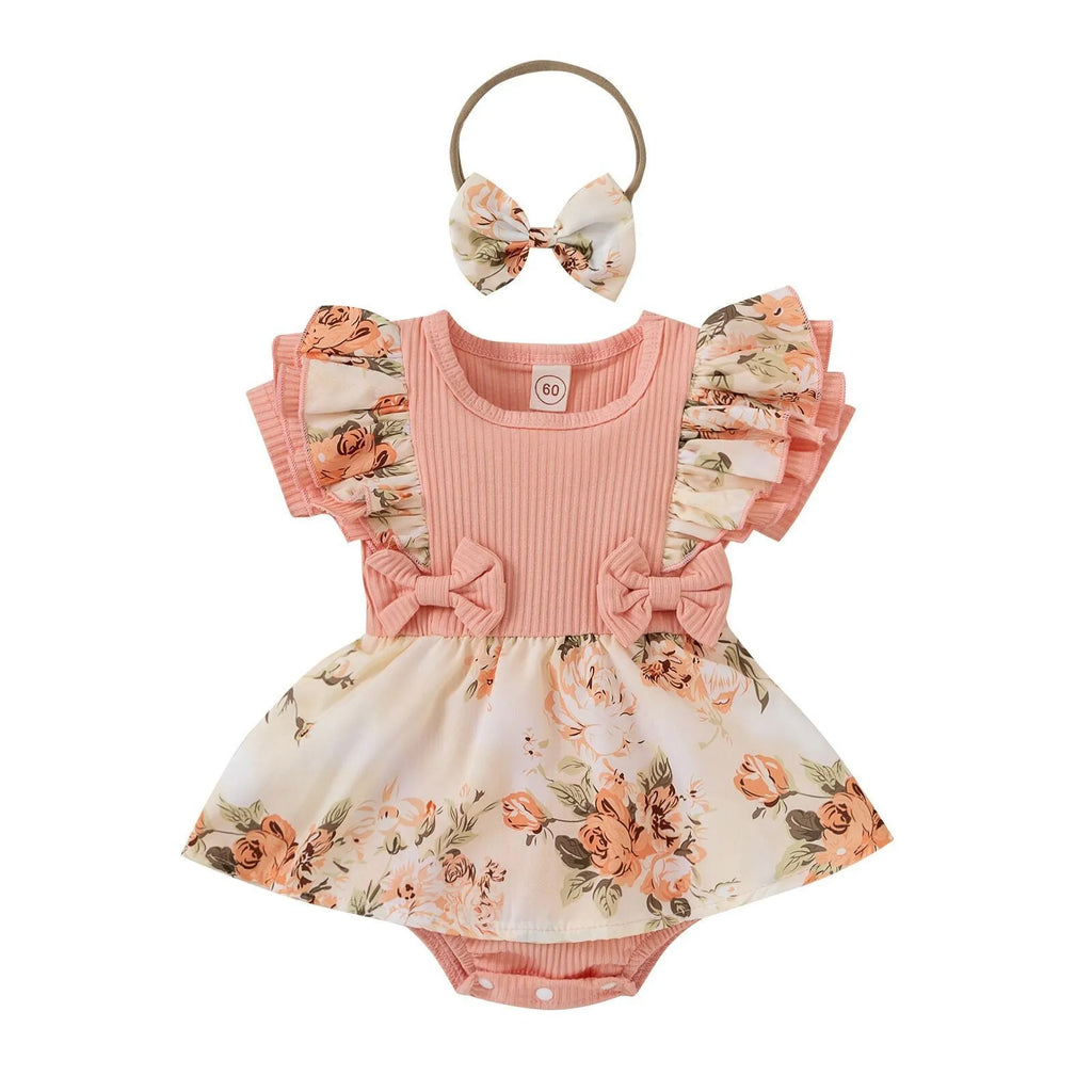 Cotton sunken stripe baby girl jumpsuit romper short sleeve pullover pink light green wine red