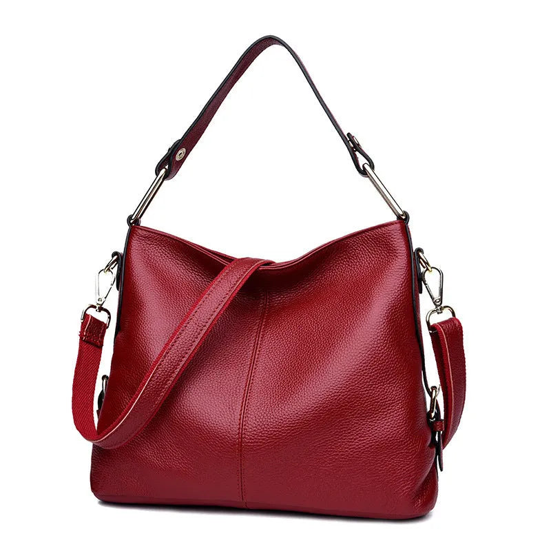 Genuine leather vertical square crossbody bag with interior organisation compartments