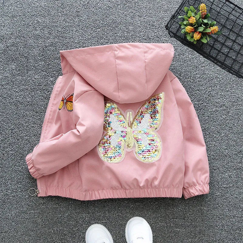 Girls animal print polyester hoodie in pink and purple colours for heights 90-160cm