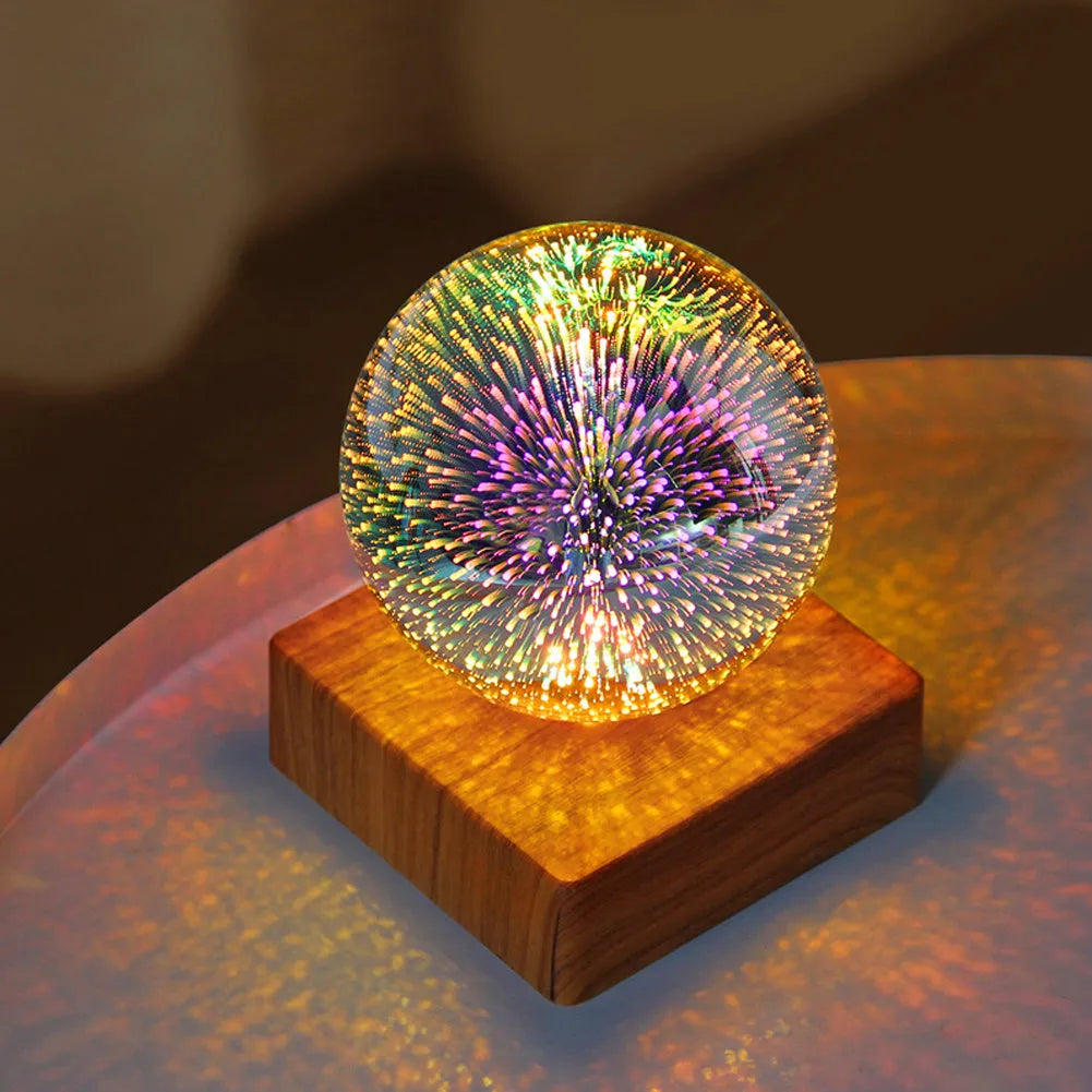 USB-powered crystal ball LED night light with touch control in spherical design