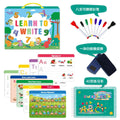 Montessori handwriting practice book kit with erasable pens and reward stickers in gift box