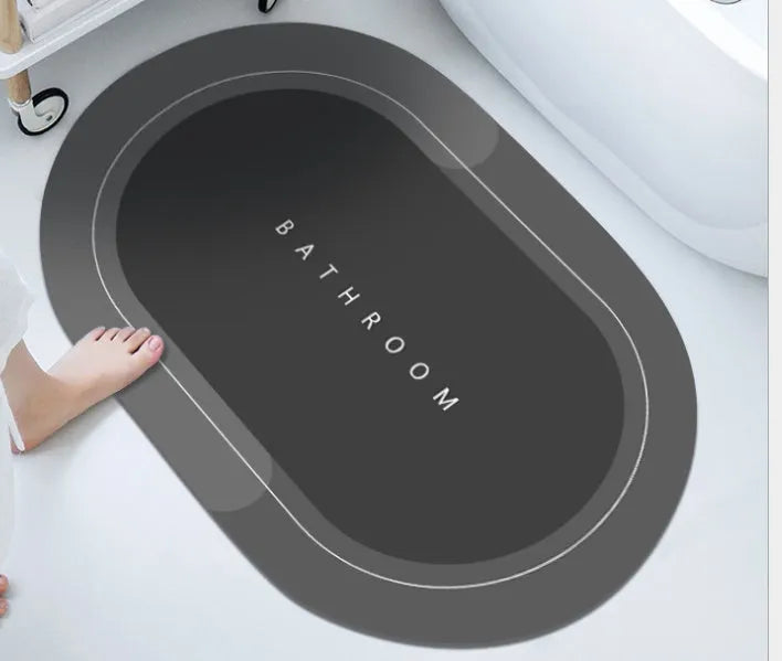 Quick-drying bathroom floor mat with natural rubber backing in Baikal blue colour