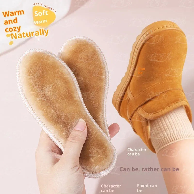 Children's warm fleece-lined insole in beige edge lock colour, sizes 20-38