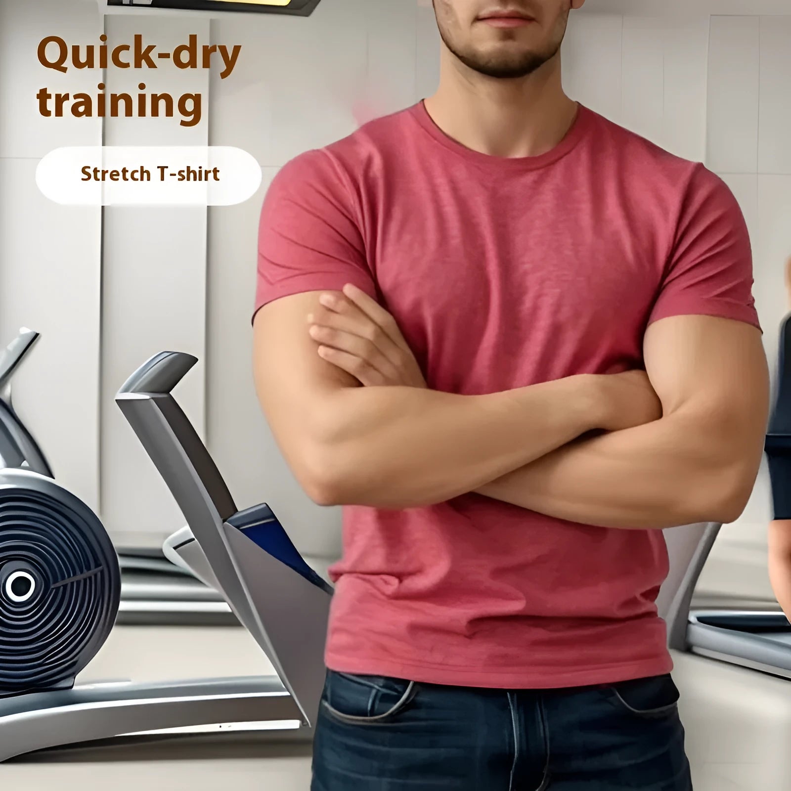 Men's tight stretch quick-drying running short sleeve t-shirt in polyester blend