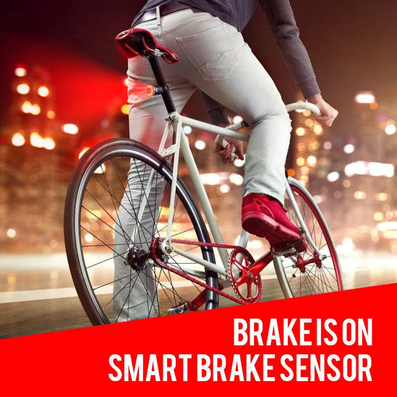 Smart brake sensing USB charging taillight for bicycle with COB LED, 6063 aluminium shell, black colour