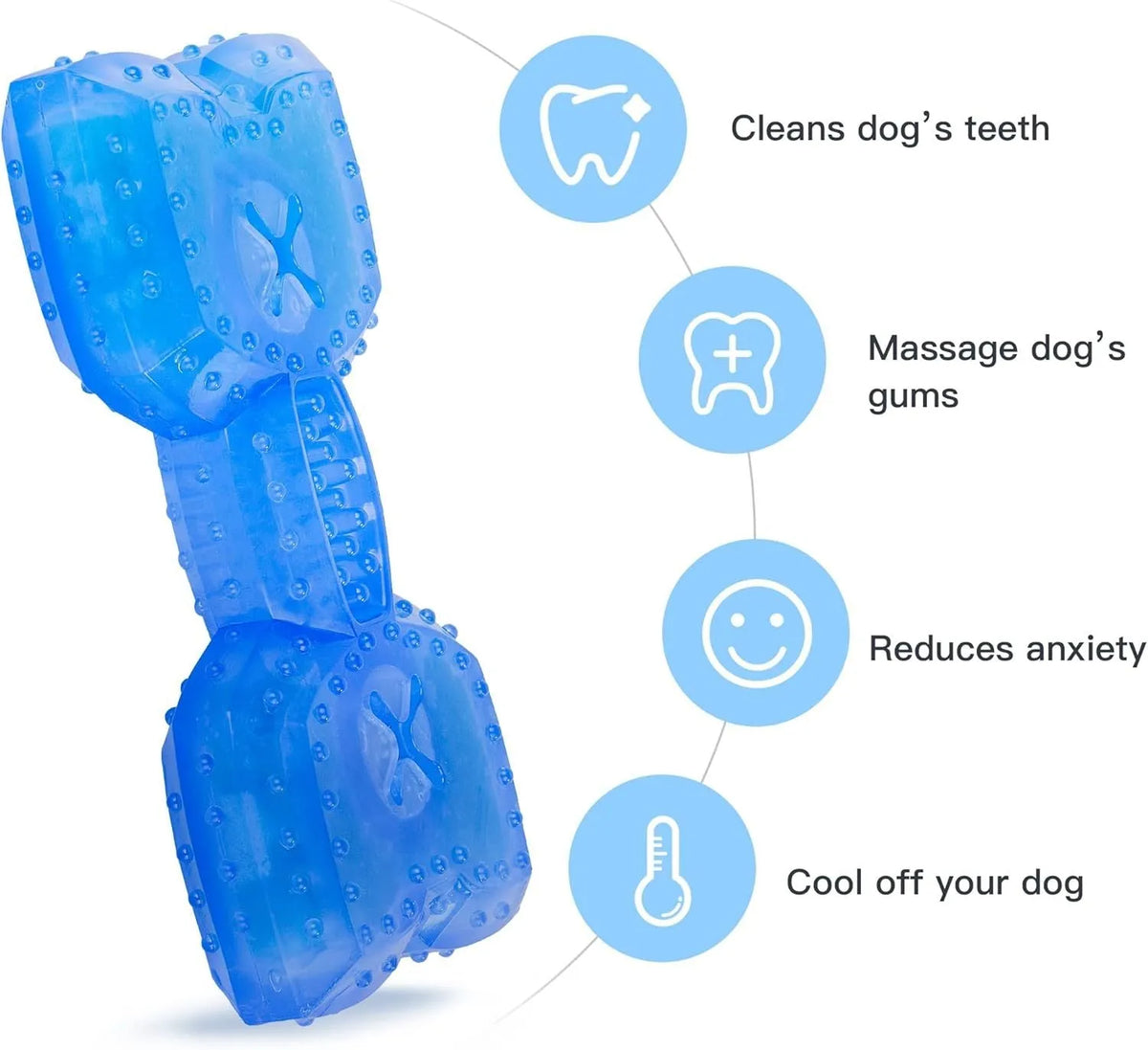 Pet teether cooling chew toy for dogs in Bones shape with blue non-toxic outer layer and water filling