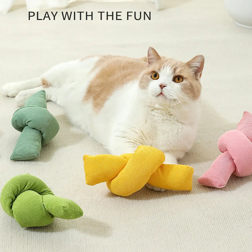 White cotton dog rope toy with multiple knots for tugging and chewing