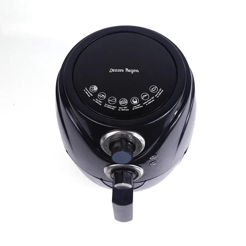 Home 5L multifunctional air fryer, black plastic body, 1200W, compact kitchen countertop size